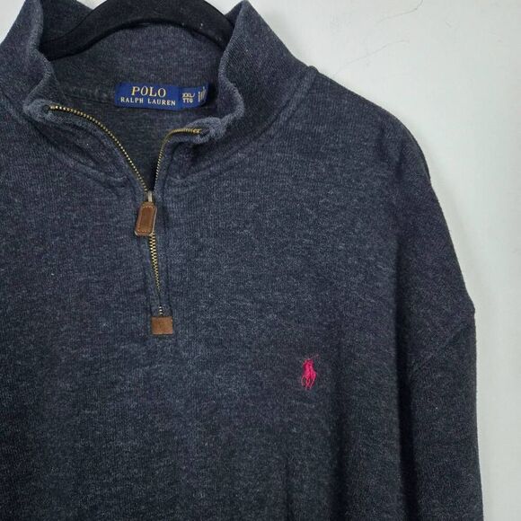 Polo Ralph Lauren Mens 1/4 Zip Pullover Sweater Size XXL Grey Neutral Classic - Picture 3 of 7